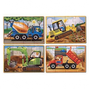 Melissa and Doug 4 в 1 Строителни машини - Дървен пъзел 